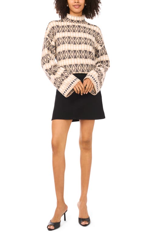 Vince Camuto Diamond Pattern Mock Neck Sweater In Brown