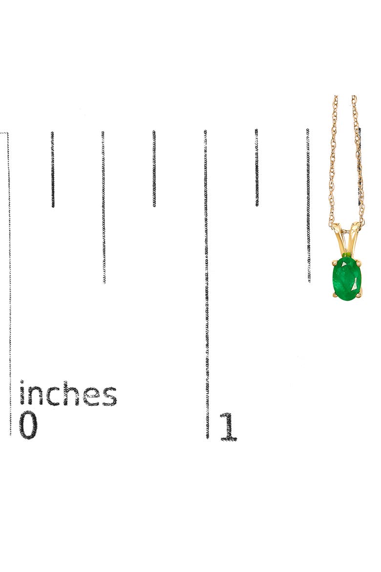 14K Yellow Gold Oval Green Emerald Solitaire Pendant Necklace, Alternate, color, Yellow