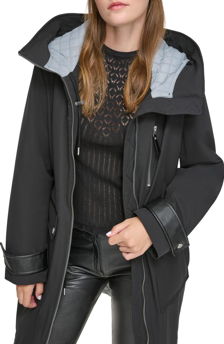 Andrew Marc Water Resistant Hooded Jacket, Alternate, color, Black