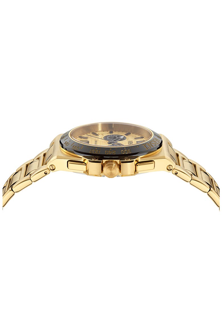 Greca Reaction Chronograph Goldtone Bracelet Watch, 43mm, Alternate, color, IP YELLOW GOLD