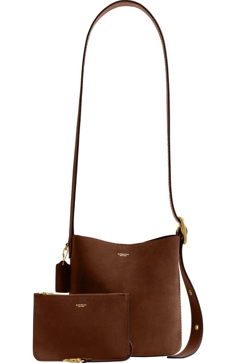 COACH Bleecker Suede Crossbody Bag, Main, color, B4/ Warm Brown
