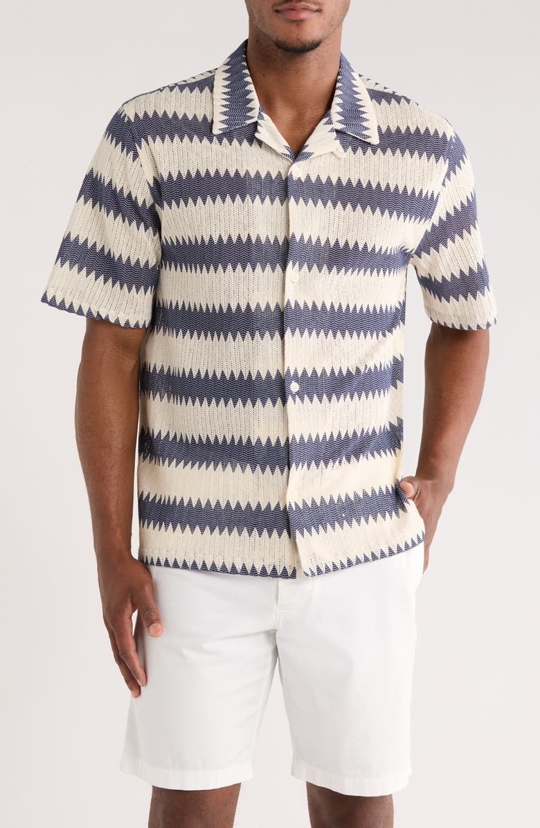 PacSun Stripe Textured Cotton Blend Camp Shirt, Main, color, 