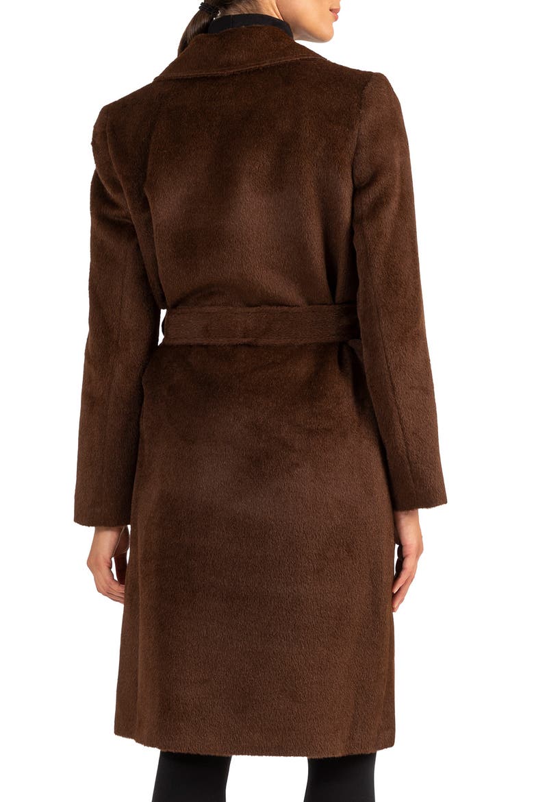 Belted Alpaca & Wool Coat, Alternate, color, BROWN