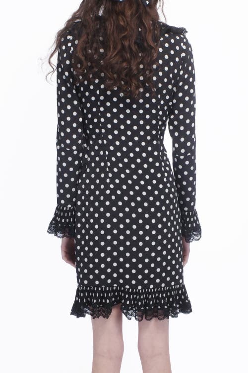 Anna Sui Long-sleeve Pleated Wrap Mini Dress In Black Muti