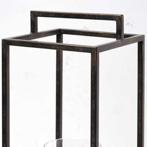 Orionis Large Wood w/ Metal Lantern Candle Holder