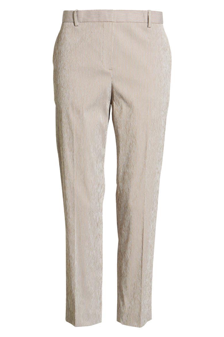Treeca Seersucker Ankle Pants, Alternate, color, BEIGE/ WHITE