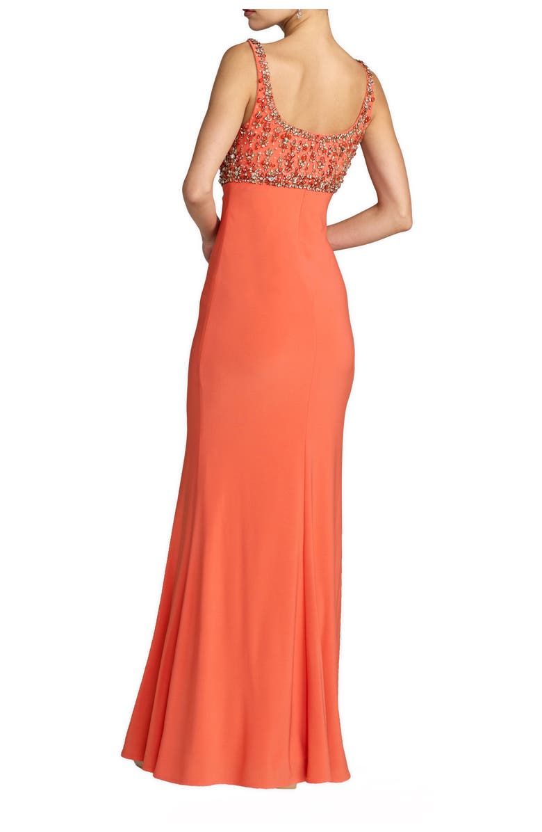 Mac Duggal Sleeveless Scoop Neck Embellished Jersey Gown, Alternate, color, Coral