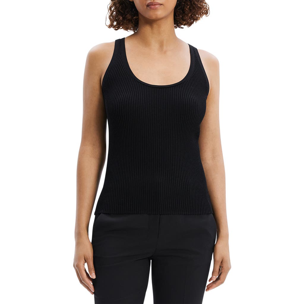 Theory Womens Ribbed Sleeveless Tank Top In Black