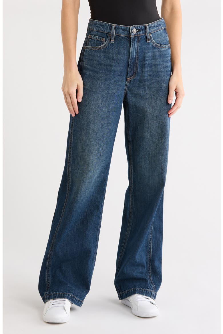 Logan Spliced High Waist Wide Leg Jeans, Main, color, TWO INDIGO