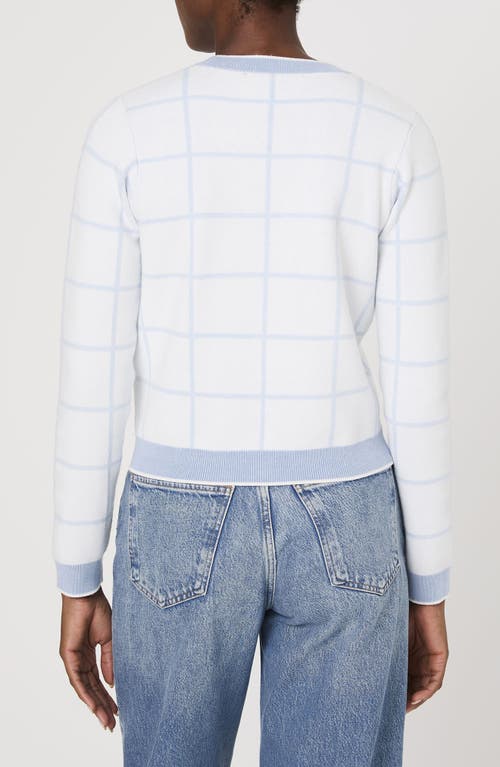 French Connection Check Cardigan In Summer White-sky Blue
