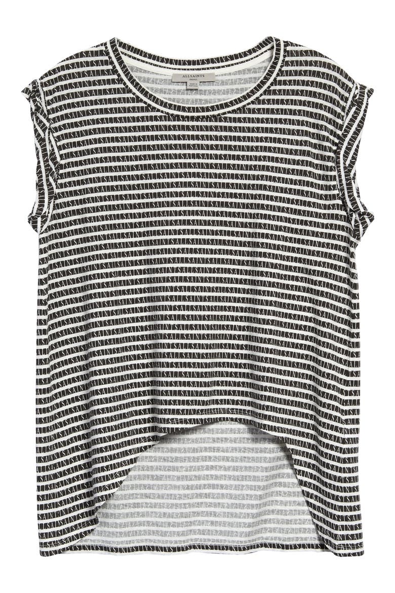Sanza Stripe High/Low Top, Alternate, color, CHALK WHITE/ BLACK