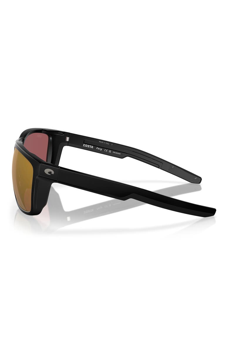 57mm Polarized Square Sunglasses, Alternate, color, MATTE BLACK/ GOLD MIRROR 580G