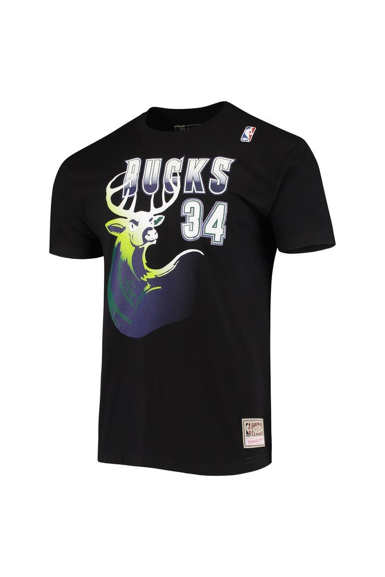 Men's Mitchell & Ness Ray Allen Black Milwaukee Bucks Hardwood Classics Stitch Name & Number T-Shirt, Alternate, color, Black