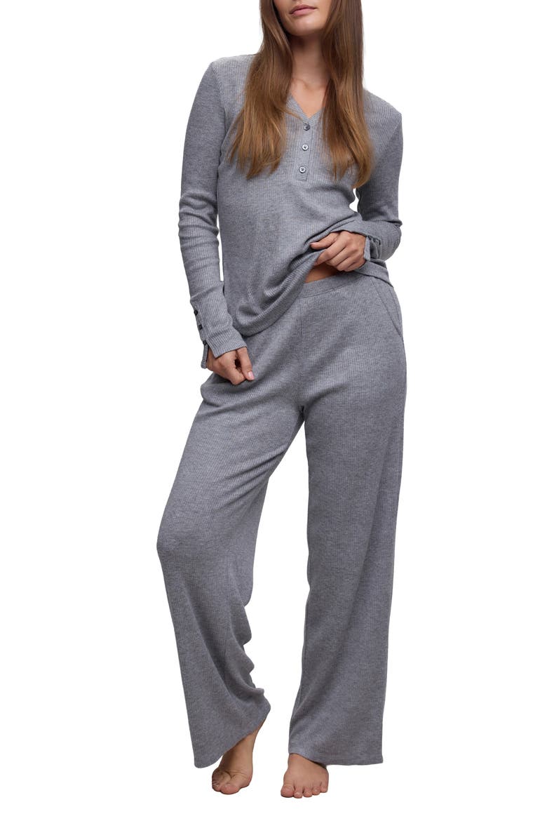 Cozy Dreams Ribbed Sleep Henley, Alternate, color, HEATHER GRAY