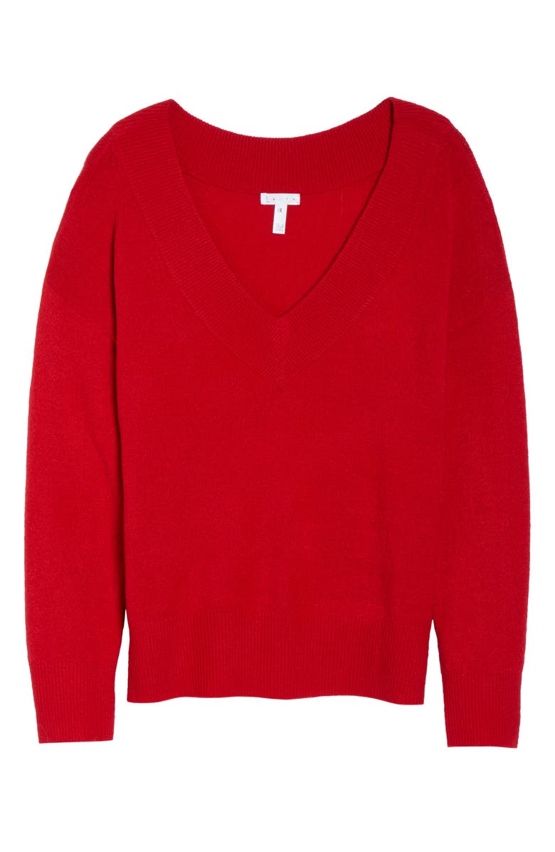 Leith Fluffy Deep V-Neck Pullover, Alternate, color, 