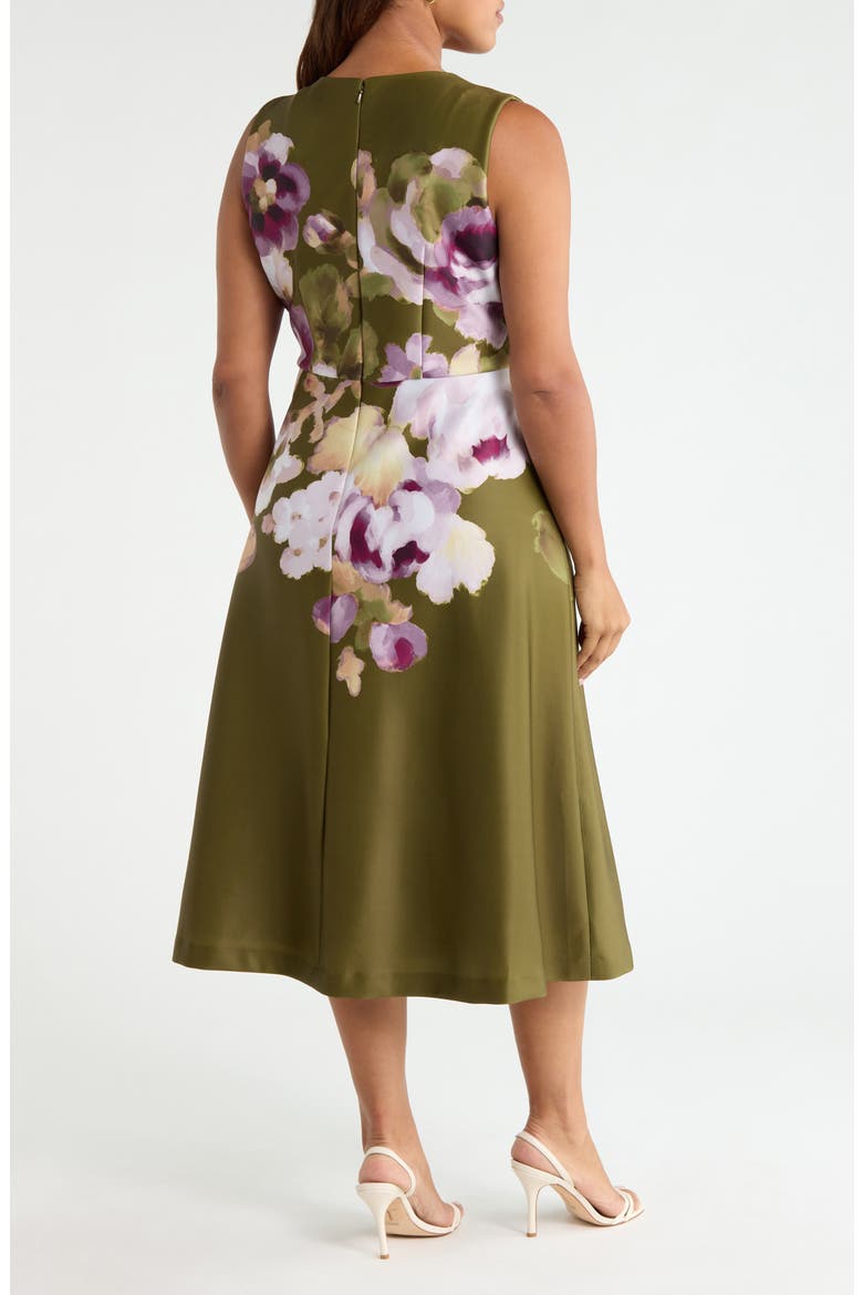 Placed Floral Sleeveless Satin Midi Dress, Alternate, color, IVY MULTI