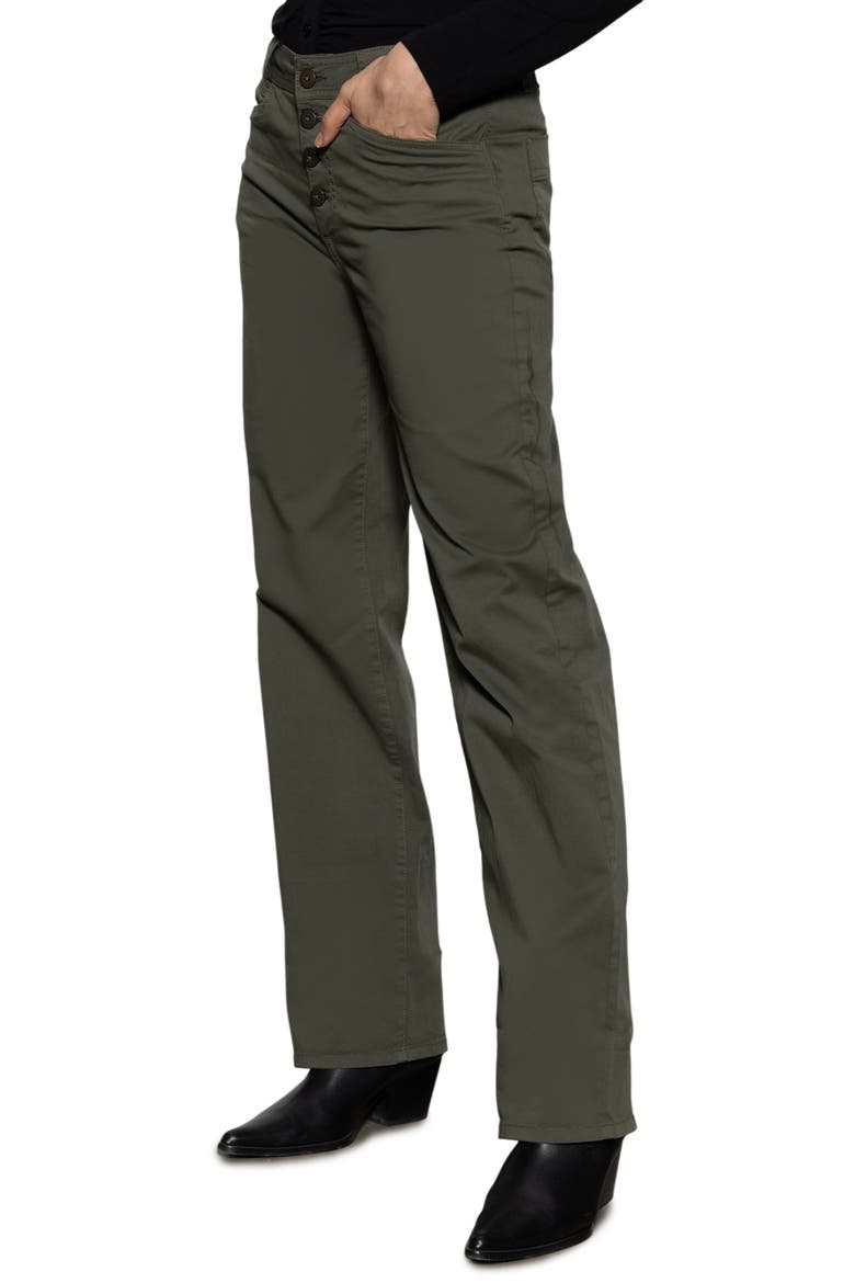 Luna High Waist Stretch Cotton Pants, Alternate, color, KALAMATA