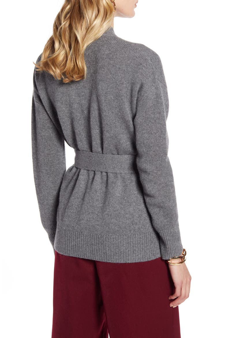 Wrap Cashmere Cardigan, Alternate, color, GREY DARK HEATHER