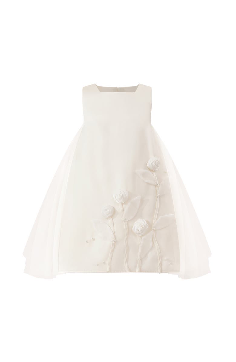 Tulleen Floral Cascade Dress, Main, color, Ivory