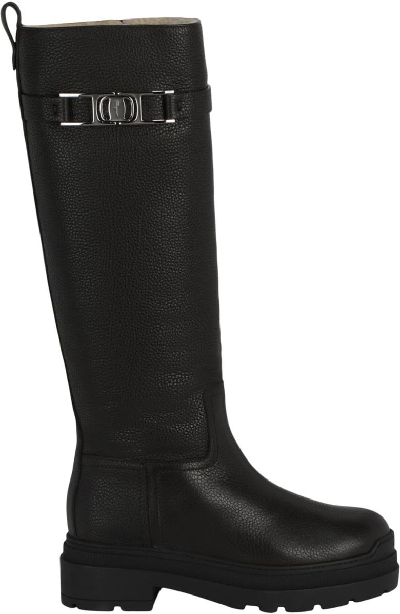 FERRAGAMO Ryder Knee High Boot, Alternate, color, Black