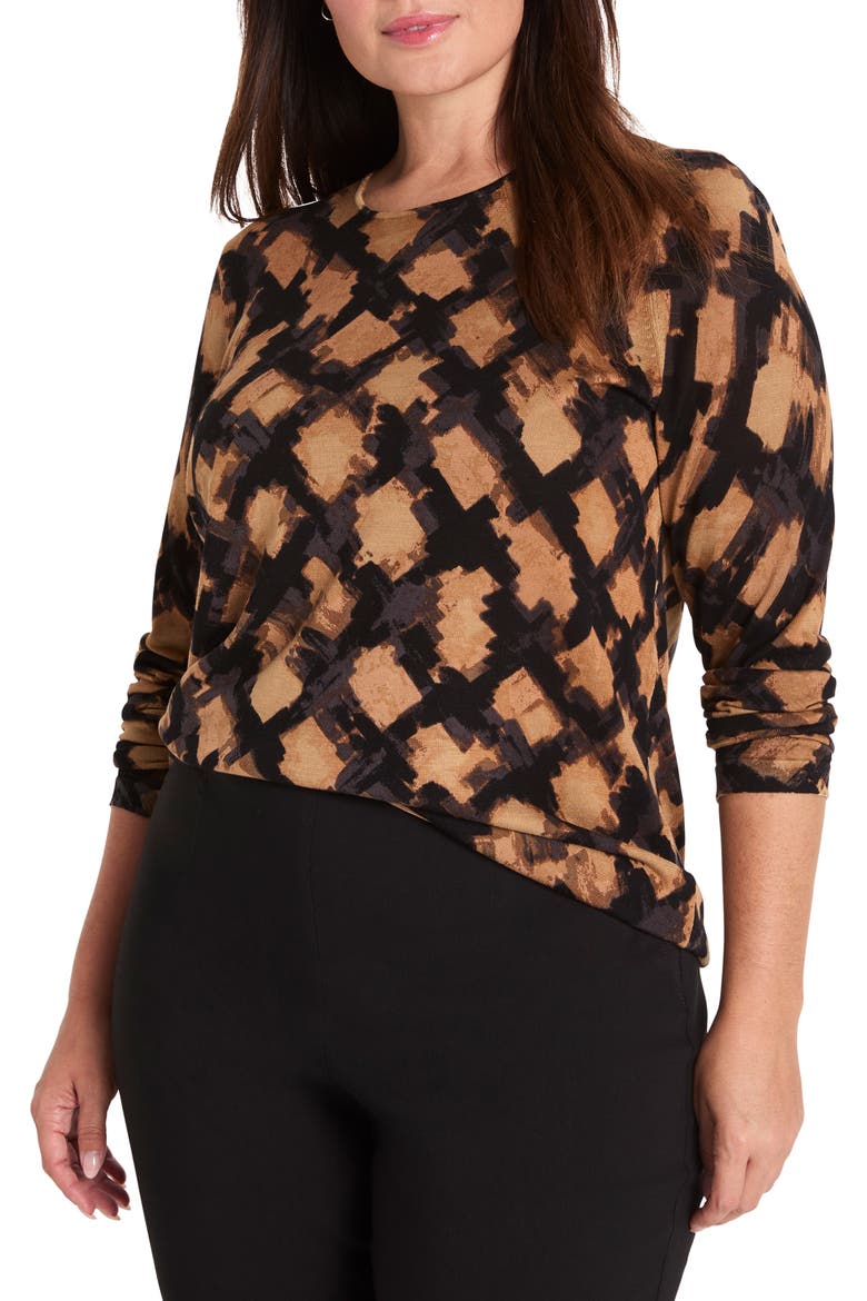 Glowy Check Cotton Blend Sweater, Alternate, color, NEUTRAL MULTI