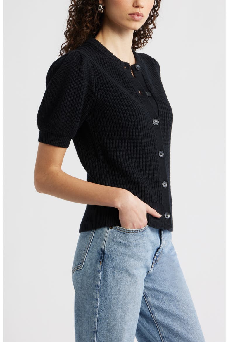 Elbow Sleeve Cardigan, Alternate, color, BLACK