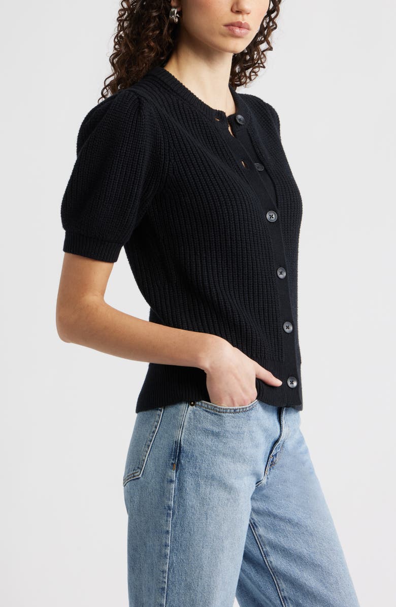 Nordstrom Elbow Sleeve Cardigan, Alternate, color, Black