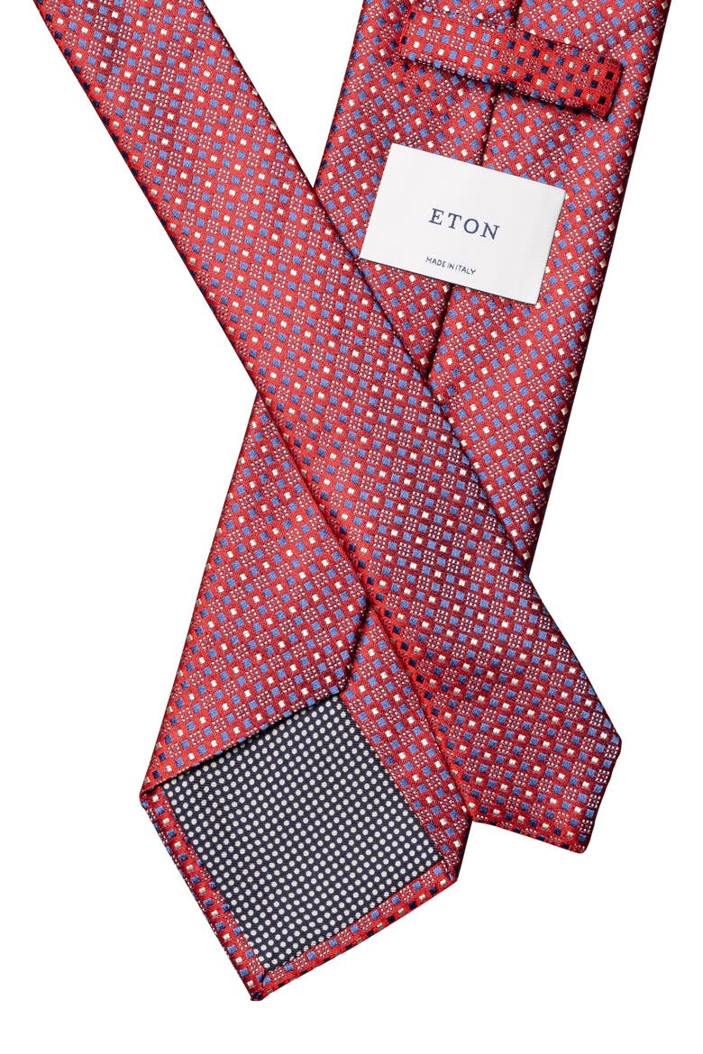 Neat Geometric Pattern Silk Tie, Alternate, color, MEDIUM RED