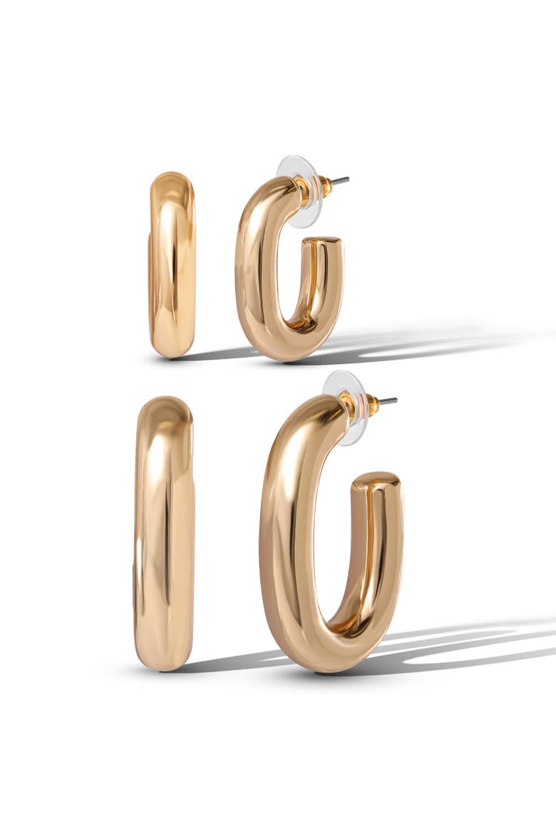 Gold-Tone Hoop Earring Set, Main, color, Gold