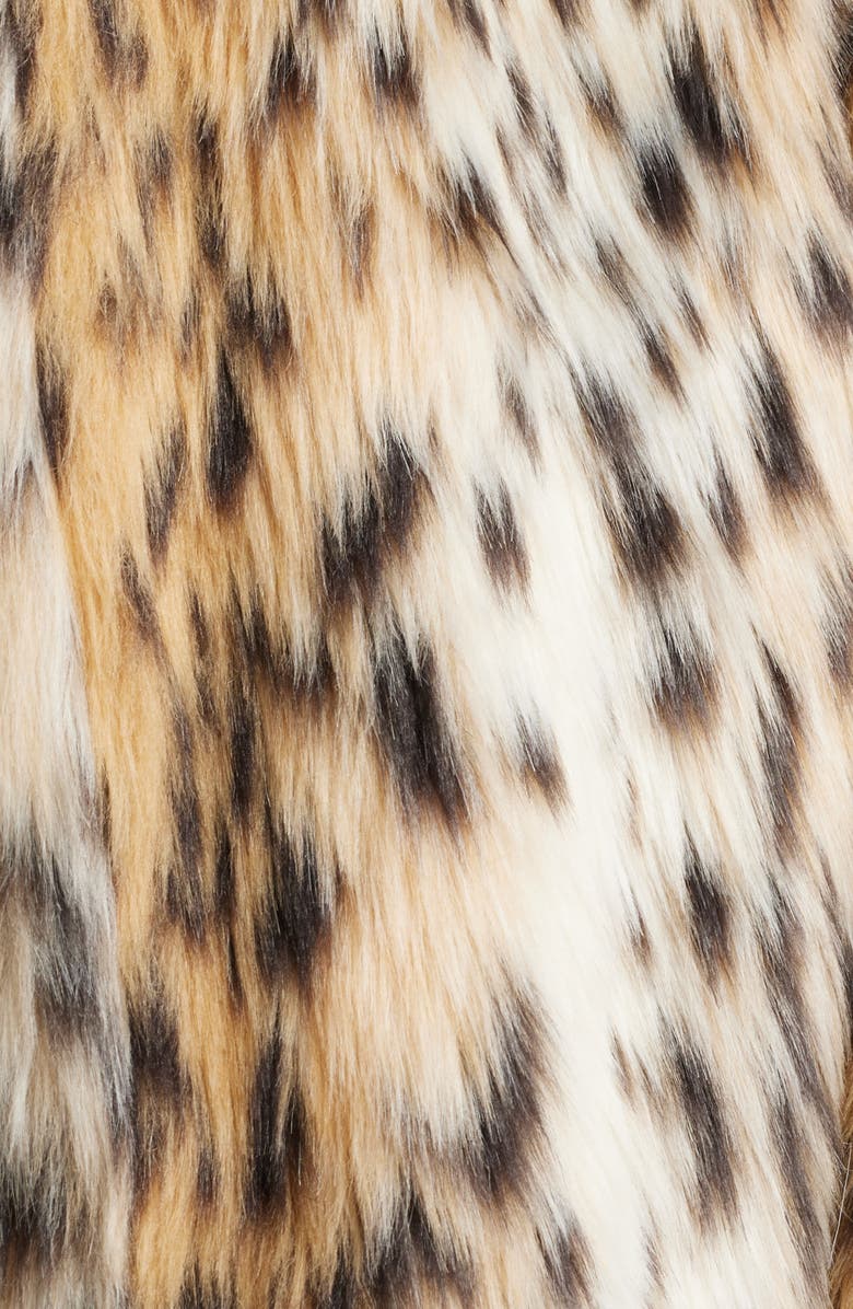 Open Edit Leopard Faux Fur Longline Coat, Alternate, color, 