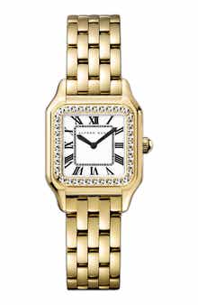 Alfred Sung Two-Hand Quartz Crystal Bezel Bracelet Watch, 24mm