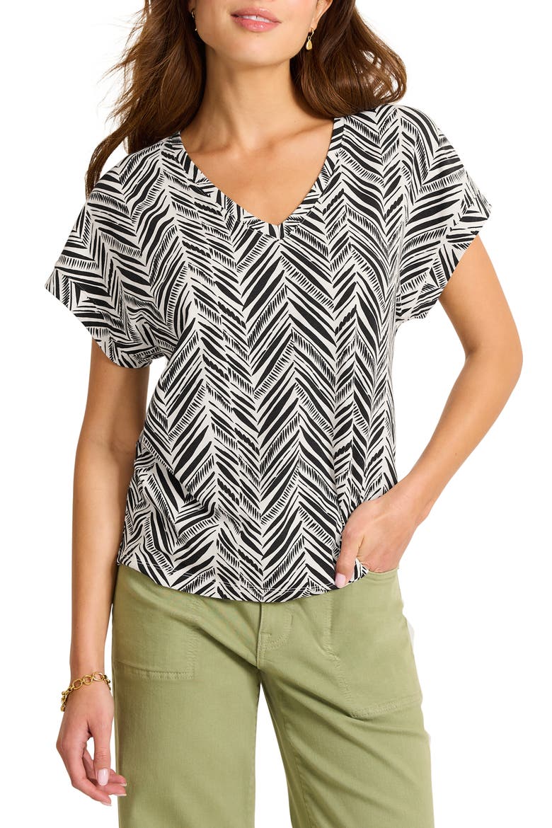 Kauai Seaside Sketch V-Neck T-Shirt, Main, color, BLACK