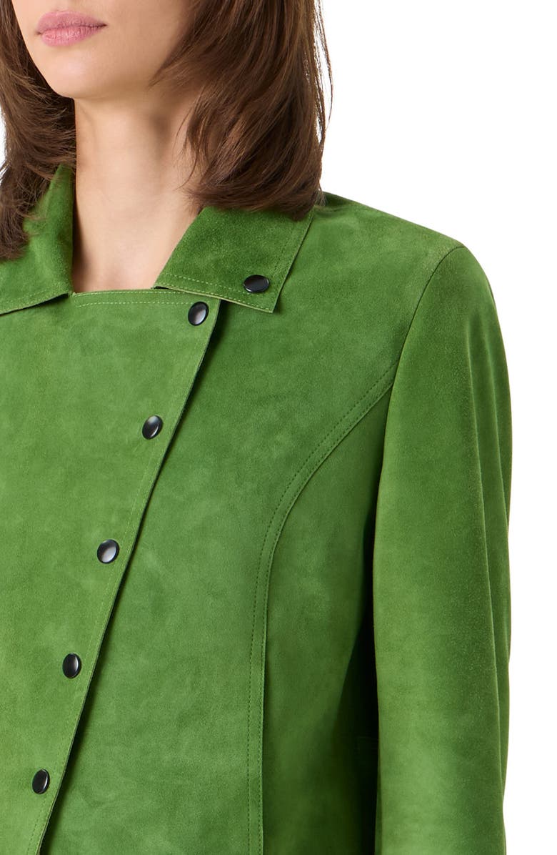 Akris punto Asymmetric Crop Suede Jacket, Alternate, color, Green