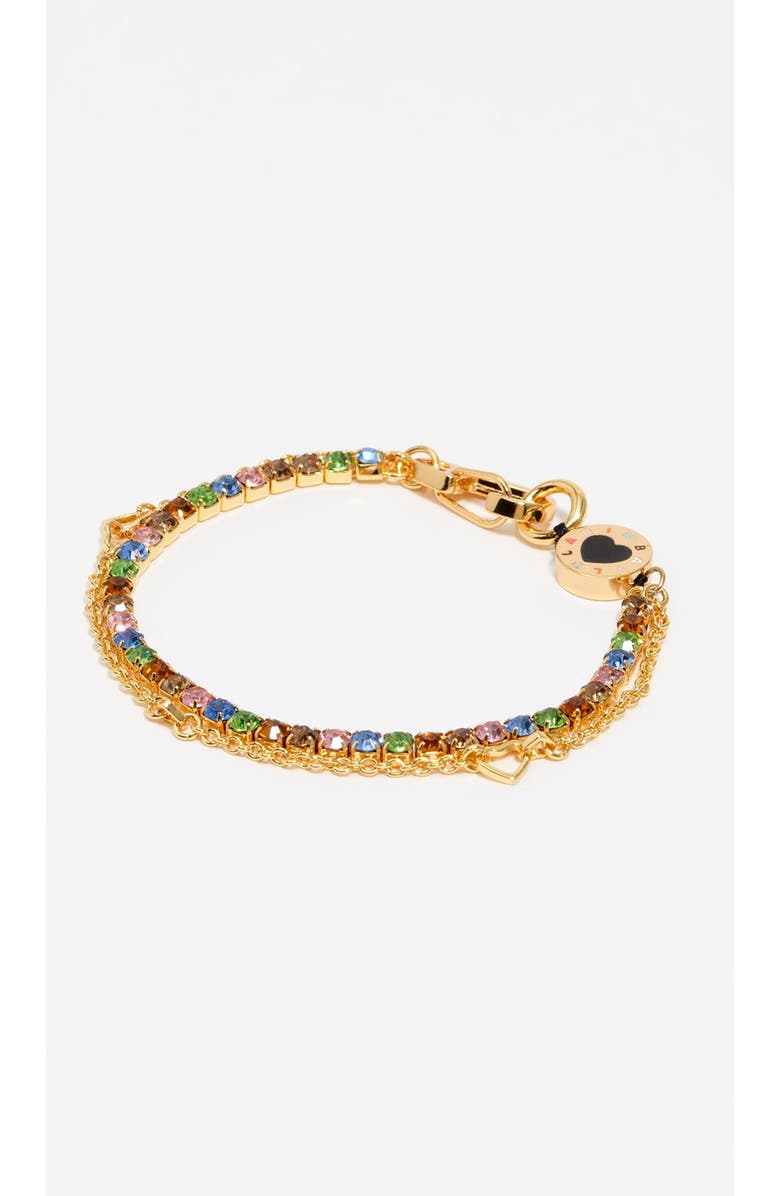 Bimba y Lola Double-Chain Crystals Bracelet, Main, color, Black