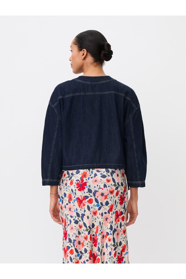 Cropped Button-Front Jacket, Alternate, color, Dark Denim