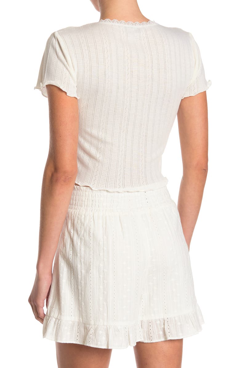 BCBGeneration Pointelle Knit Crop T-Shirt, Alternate, color,