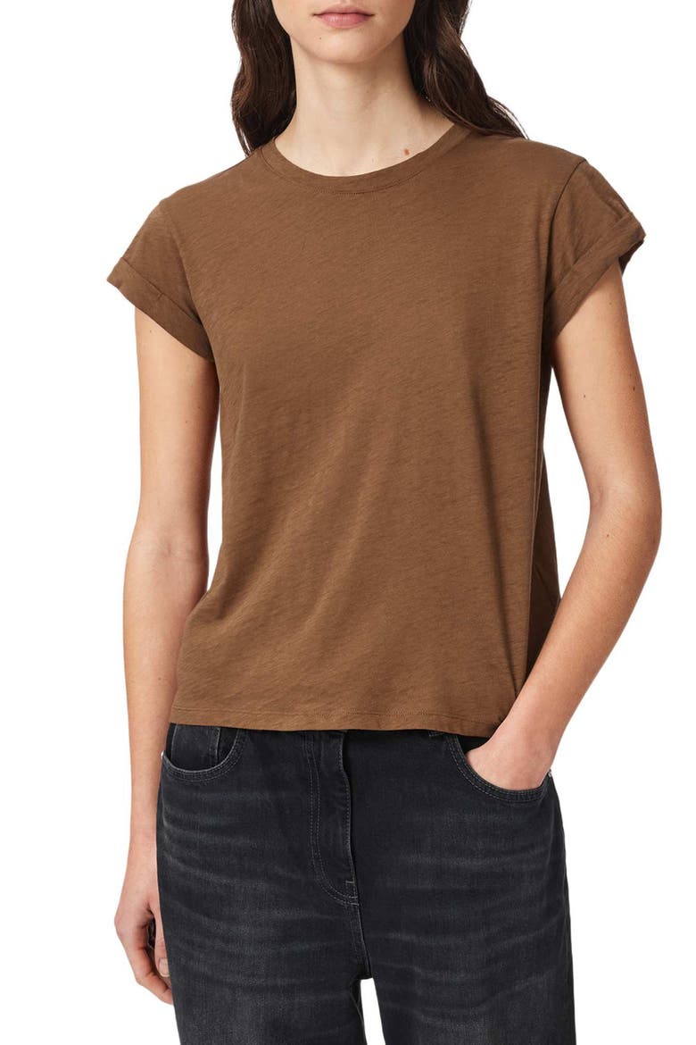 Anna Cotton T-Shirt, Main, color, CARAMEL BROWN