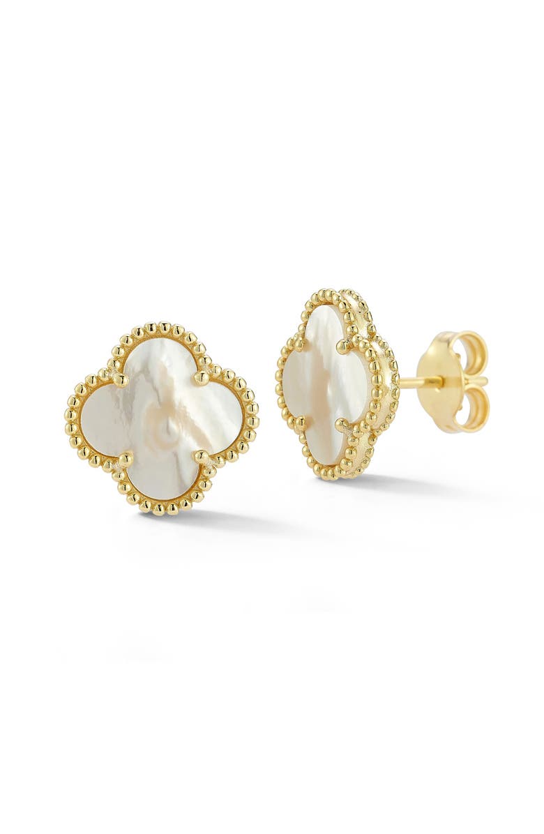 CHLOE AND MADISON Mother-of-Pearl Clover Stud Earrings, Main, color,