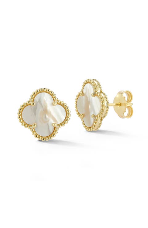 Mother-of-Pearl Clover Stud Earrings