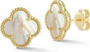 CHLOE AND MADISON Mother-of-Pearl Clover Stud Earrings