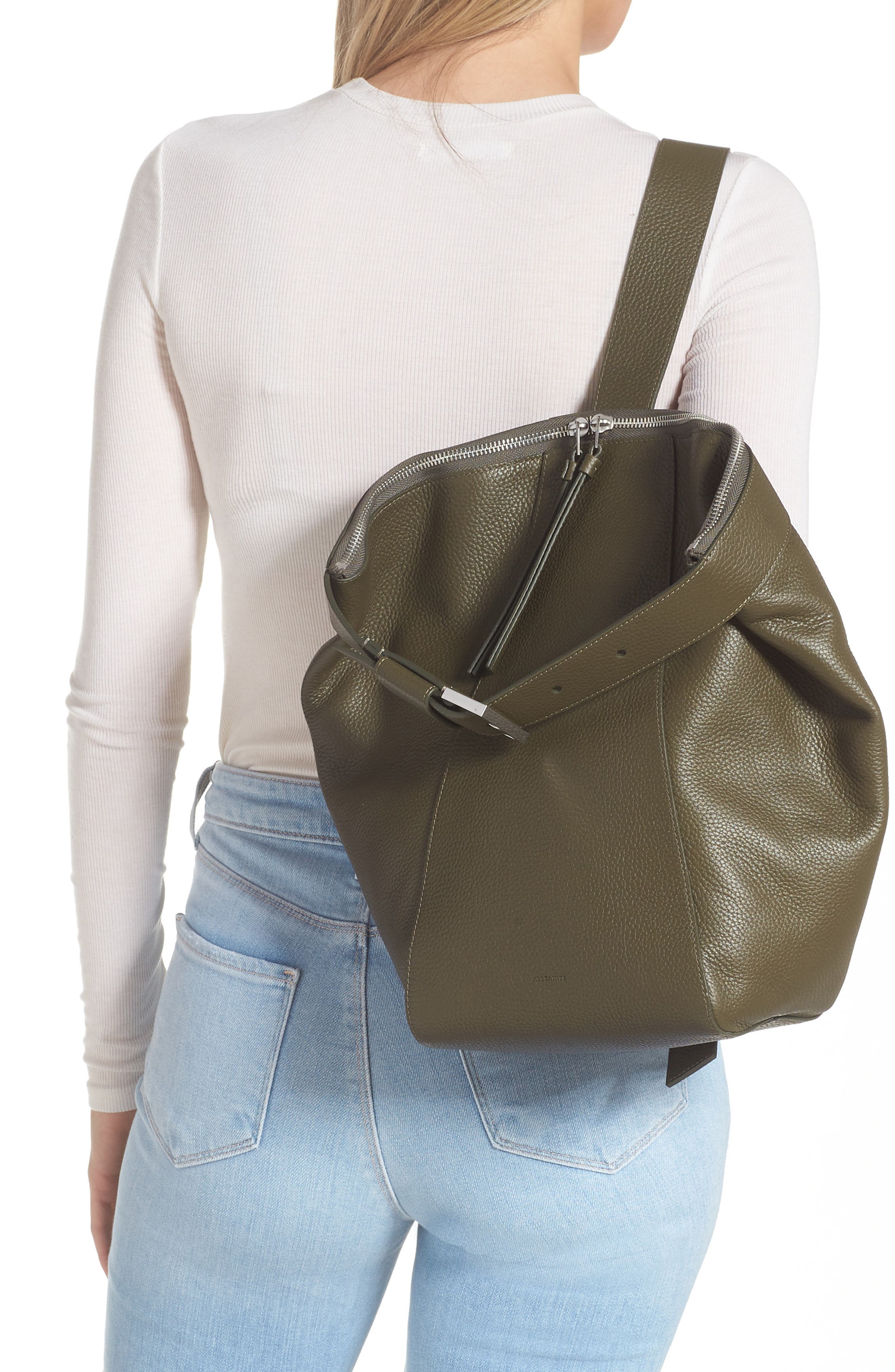 AllSaints Anouck Sling Leather Backpack, Alternate, color, 