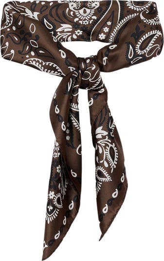 Sandro Silk Bandana Print Scarf styled with a white shirt and jeans