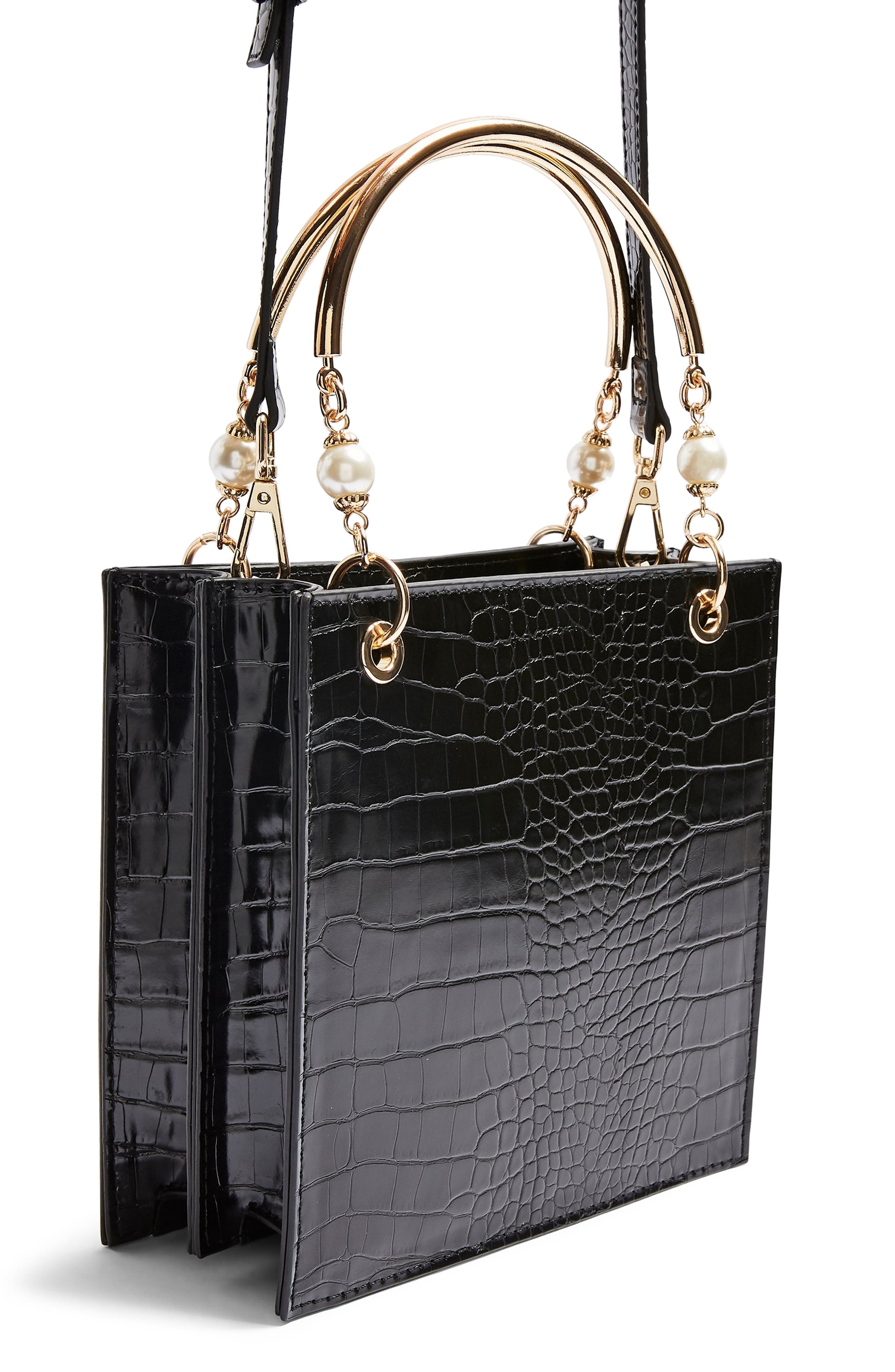 Topshop Ariel Faux Leather Tote, Alternate, color, 