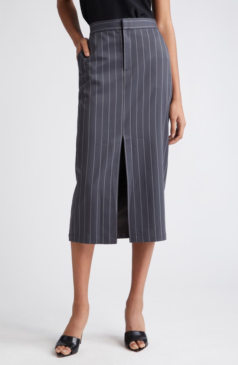 L'AGENCE Madonna Pinstripe Midi Pencil Skirt, Main, color, 