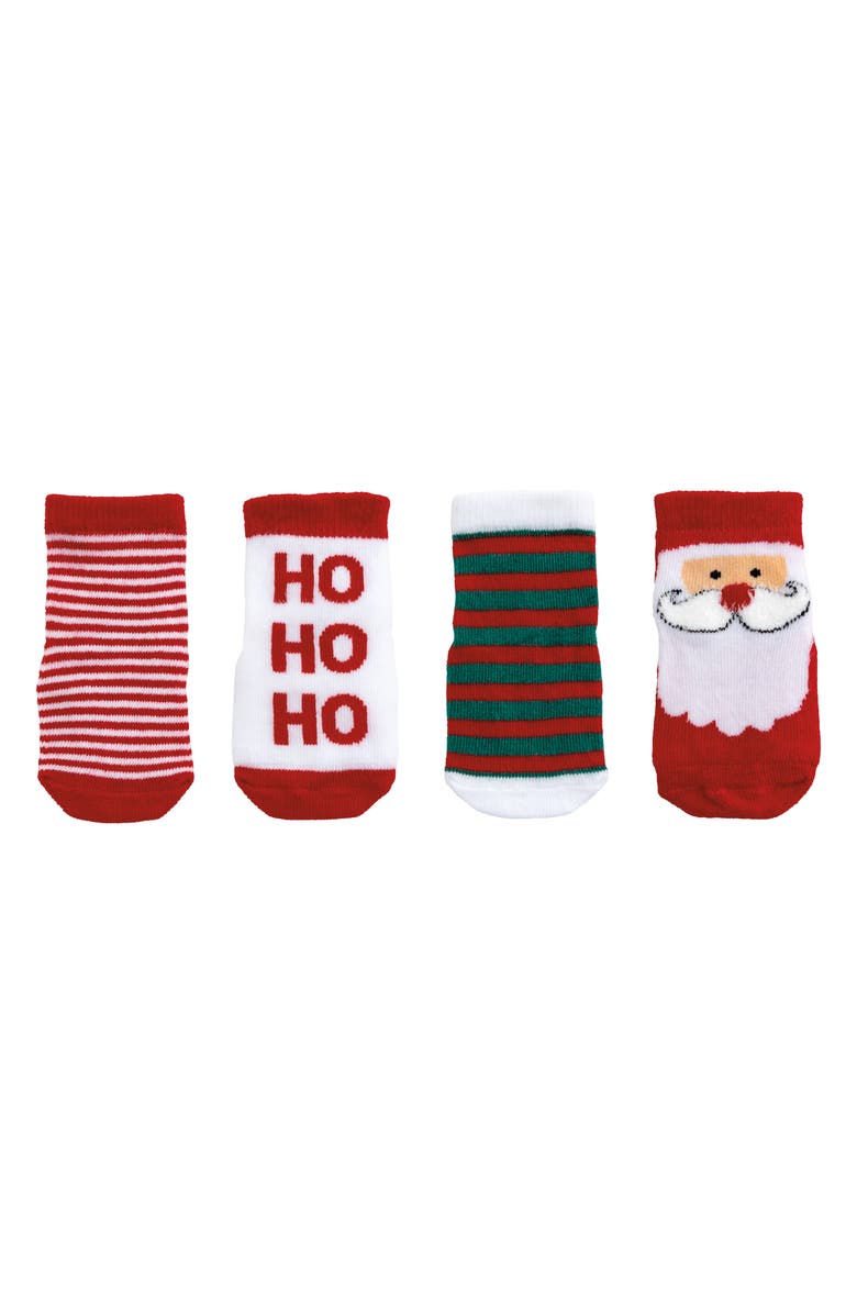 Mud Pie Assorted 4-Pack Christmas Socks, Alternate, color, Red