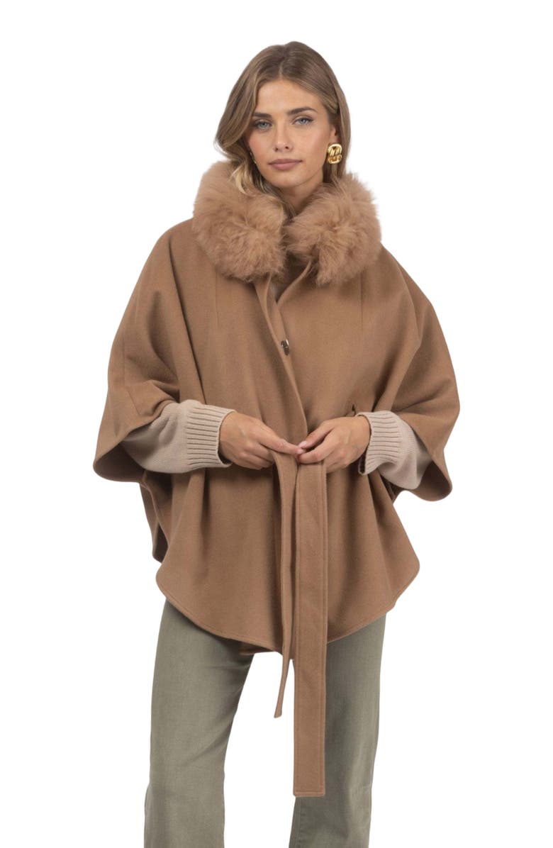GORSKI Wool Belted Cape, Alternate, color, Camel