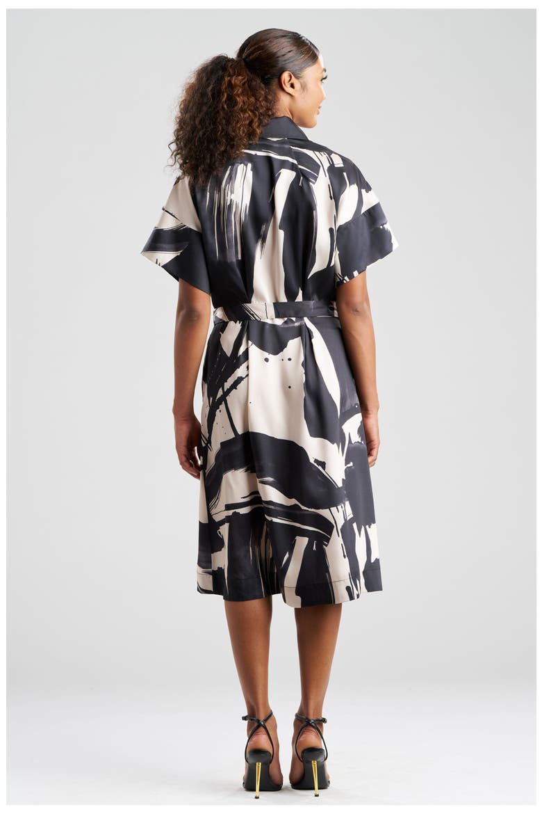 Brushstroke - Silky Twill Shirt Dress, Alternate, color, BLACK