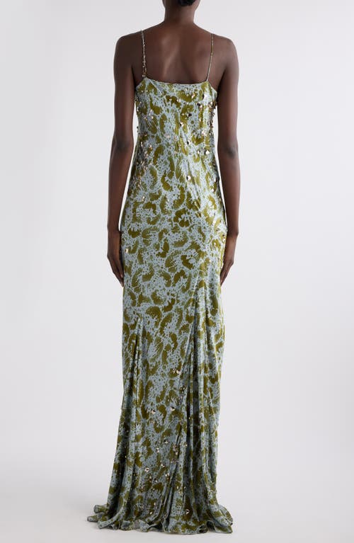DRIES VAN NOTEN DRIES VAN NOTEN DERYL ORCHID PETAL PRINT EMBELLISHED SILK COLUMN GOWN