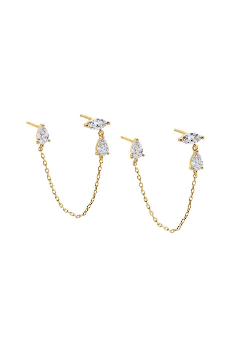 CZ Marquise X Pear Chain Stud Earring, Main, color, Gold