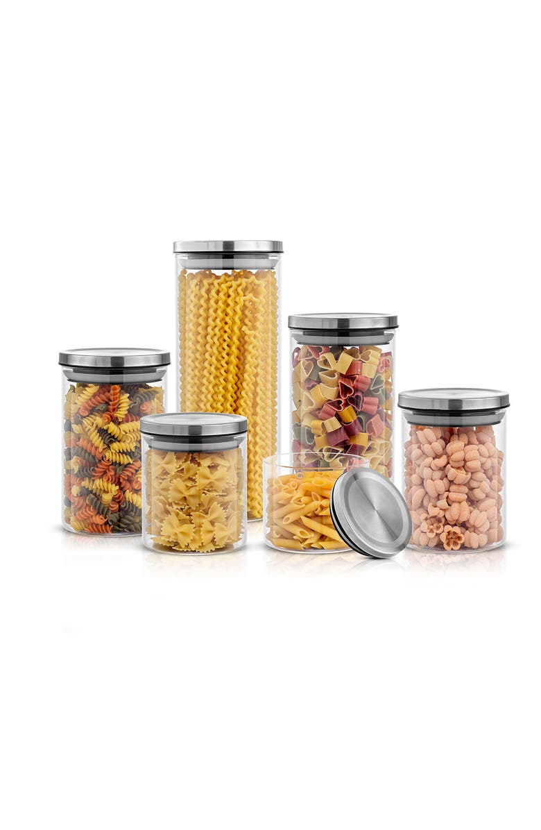JoyJolt Storage Jars - Set of 6, Alternate, color, Clear
